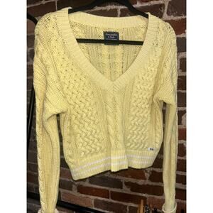Abercrombie & Fitch Women’s Sweater XS Cropped Y2K Vintage Preppy Pastel Yellow
